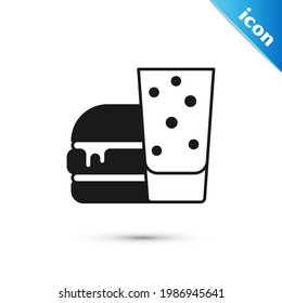 Graues Burger Symbol einzeln auf weißem Hintergrund. Hamburger-Ikone. Käseseburger-Sandwich-Schild. Schnelles Essen.  Vektorgrafik