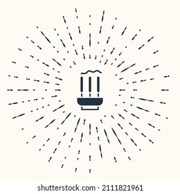 Grey Burning aromatic incense sticks icon isolated on beige background. Abstract circle random dots. Vector