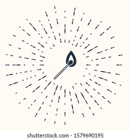 Grey Burning match with fire icon isolated on beige background. Match with fire. Matches sign. Abstract circle random dots. Vector Illustration