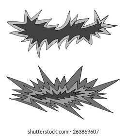 Grey bursting icon. Comics speech bubble in vector format.