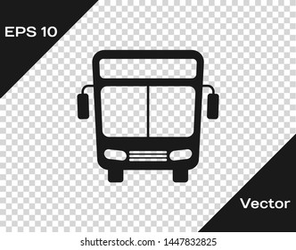 Grey Bus icon isolated on transparent background. Transportation concept. Bus tour transport sign. Tourism or public vehicle symbol.  Vector Illustration