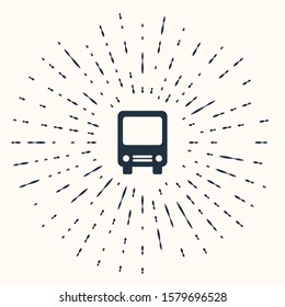 Grey Bus icon isolated on beige background. Transportation concept. Bus tour transport sign. Tourism or public vehicle symbol. Abstract circle random dots. Vector Illustration