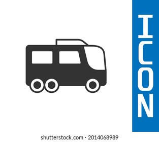 Graue Bussymbol einzeln auf weißem Hintergrund. Verkehrskonzept. Busreisetransport. Tourismus oder öffentliches Fahrzeugsymbol.  Vektorgrafik