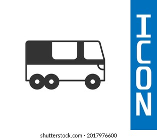 Grey Bus icon isolated on white background. Transportation concept. Bus tour transport. Tourism or public vehicle symbol.  Vector