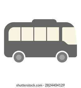Grey bus icon side view for transportation and travel concepts