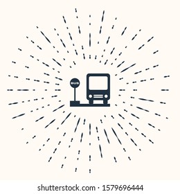 Grey Bus stop icon isolated on beige background. Transportation concept. Bus tour transport sign. Tourism or public vehicle symbol. Abstract circle random dots. Vector Illustration