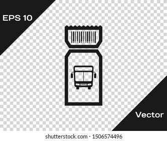 Grey Bus ticket icon isolated on transparent background. Public transport ticket.  Vector Illustration