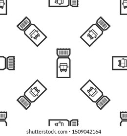 Grey Bus ticket icon isolated seamless pattern on white background. Public transport ticket.  Vector Illustration