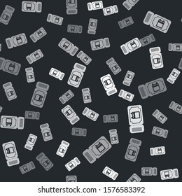 Grey Bus ticket icon isolated seamless pattern on black background. Public transport ticket.  Vector Illustration