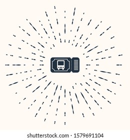 Grey Bus ticket icon isolated on beige background. Public transport ticket. Abstract circle random dots. Vector Illustration