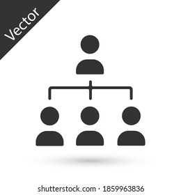 Grey Business hierarchy organogram chart infographics icon isolated on white background. Corporate organizational structure graphic elements. Vector.