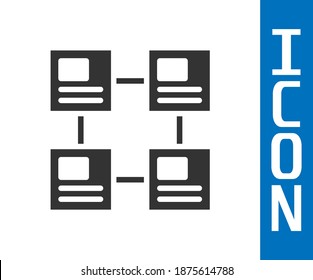 Grey Business hierarchy organogram chart infographics icon isolated on white background. Corporate organizational structure graphic elements.  Vector