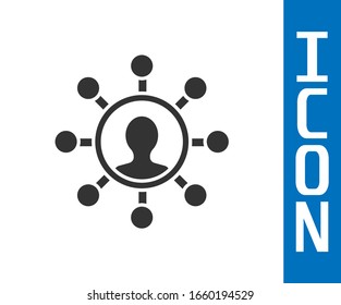 Grey Business network and communication icon isolated on white background. Strong network marketing, influence, and leadership.  Vector Illustration