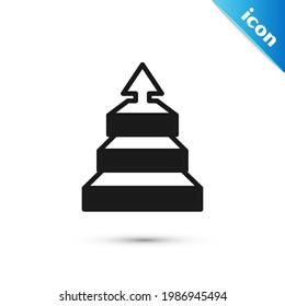 Grey Business pyramid chart infographics icon isolated on white background. Pyramidal stages graph elements.  Vector