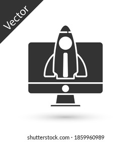 Icono de concepto del proyecto de inicio Gray Business aislado en fondo blanco. Símbolo de nuevos negocios, emprendimiento, innovación y tecnología. Vector.