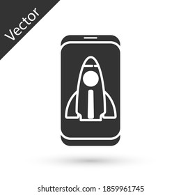 Icono de concepto del proyecto de inicio Gray Business aislado en fondo blanco. Símbolo de nuevos negocios, emprendimiento, innovación y tecnología. Vector.