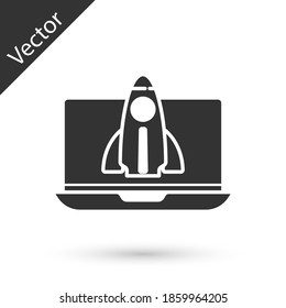 Grey Business startup project concept icon isolated on white background. Symbol of new business, entrepreneurship, innovation and technology. Vector.