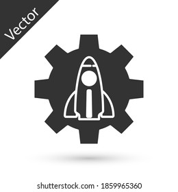 Icono de concepto del proyecto de inicio Gray Business aislado en fondo blanco. Símbolo de nuevos negocios, emprendimiento, innovación y tecnología. Vector.