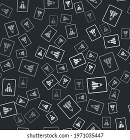 Grey Business startup project concept icon isolated seamless pattern on black background. Symbol of new business, entrepreneurship, innovation and technology.  Vector