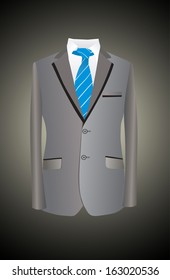 grey business suit with a tie