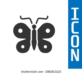 Grey Butterfly icon isolated on white background.  Vector