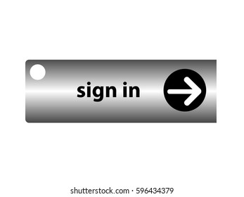 Grey button with arrow symbol isolated on white background. Vector illustration.