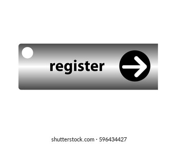 Grey button with arrow symbol isolated on white background. Vector illustration.