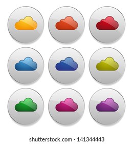 Grey buttons with colorful clouds