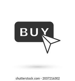 Grey Buy button icon isolated on white background.  Vector