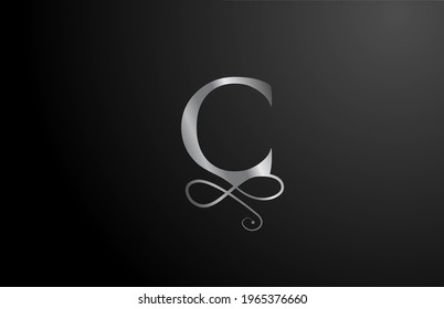 grey C elegant monogram alphabet letter logo icon design. Vintage corporate brading for luxury products and company