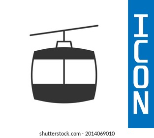 Grey Cable car icon isolated on white background. Funicular sign.  Vector