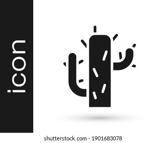Icono de Cactus gris aislado en fondo blanco.  Ilustración vectorial
