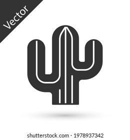 Grey Cactus icon isolated on white background.  Vector