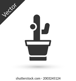 Grey Cactus and succulent in pot icon isolated on white background. Plant growing in a pot. Potted plant sign.  Vector