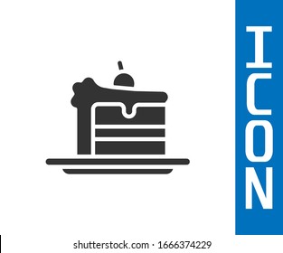 Icono de pastel gris aislado en fondo blanco.Feliz cumpleaños. Ilustración vectorial