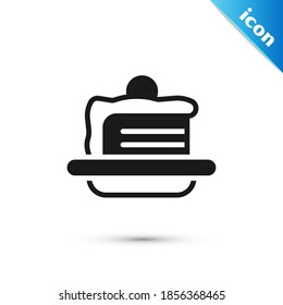 Grey Cake icon isolated on white background. Happy Birthday.  Vector