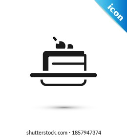 Grey Cake icon isolated on white background. Happy Birthday.  Vector
