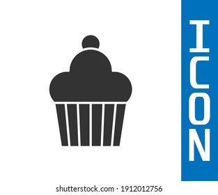 Icono de pastel gris aislado en fondo blanco. Feliz cumpleaños.  Vector