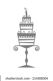 Grey cake icon on white background  