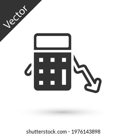 Grey Calculation of expenses icon isolated on white background.  Vector