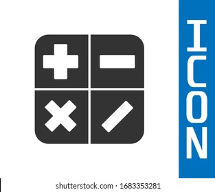 Grey Calculator icon isolated on white background. Accounting symbol. Business calculations mathematics education and finance.  Vector Illustration