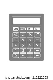 Grey calculator icon on white background  