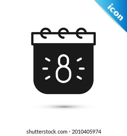 Grey Calendar with 8 March icon isolated on white background. International Happy Women Day.  Vector