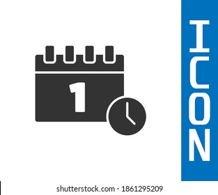 Grey Calendar with first september date icon isolated on white background. September 1. Date and time, day, month. Holiday.  Vector