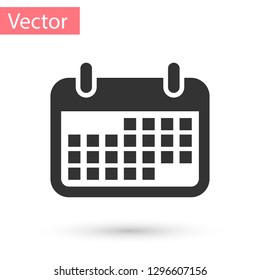 Grey Calendar icon isolated on white background. Vector Illustration