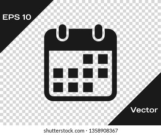 Grey Calendar icon isolated on transparent background. Vector Illustration