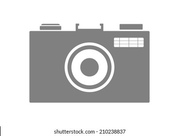 Grey camera icon on white background