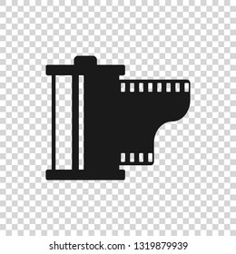 Grey Camera vintage film roll cartridge icon isolated on transparent background. Film reel icon. 35mm film canister. Filmstrip photographer equipment. Vector Illustration