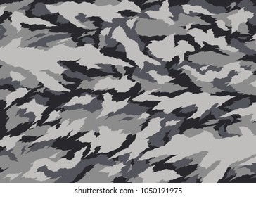 Grey camouflage pattern. Vector background