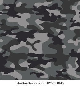 Grey Camouflage seamless background pattern in modern street style design for print